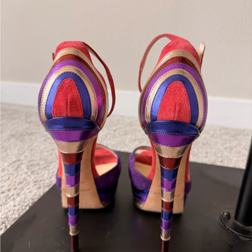 Jimmy Choo Max 150 Purple and Red Suede Platform Heels - Picture 6 of 7